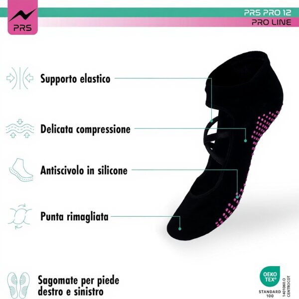 Calzini Yoga Antiscivolo Donna PRS Grip Traspiranti Nero