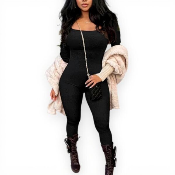 SEAUR Tuta yoga donna aderente maniche lunghe nero