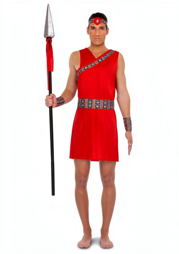 Costume Massai Rosso Uomo Viving poliestere fascia capelli