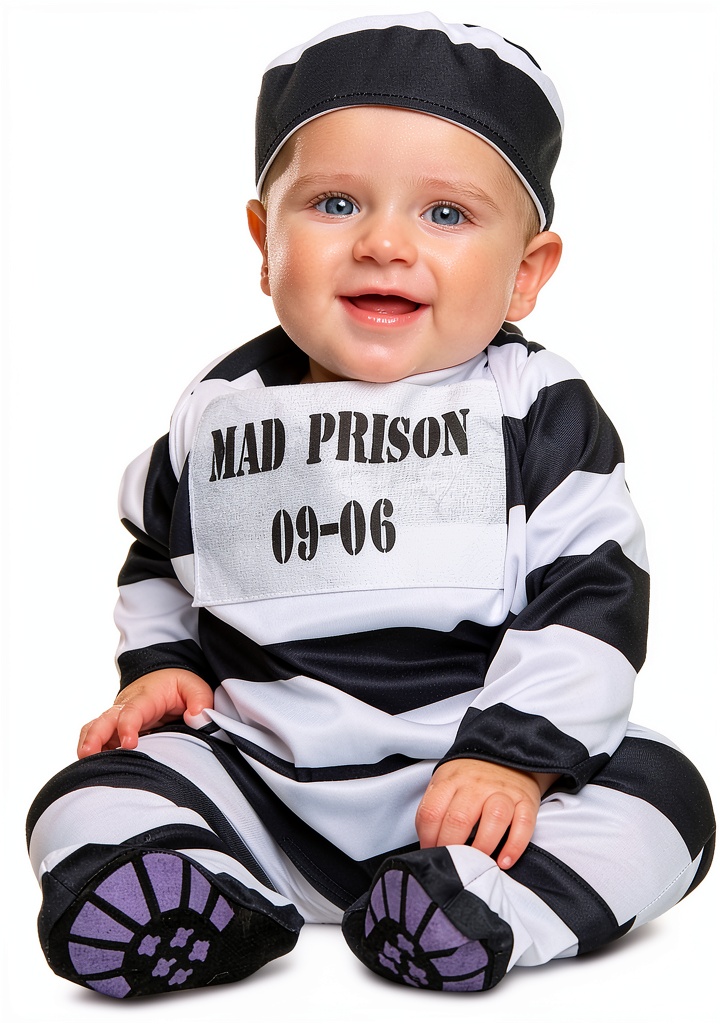'Bambino che indossa il costume carcerato My Other Me in una festa'