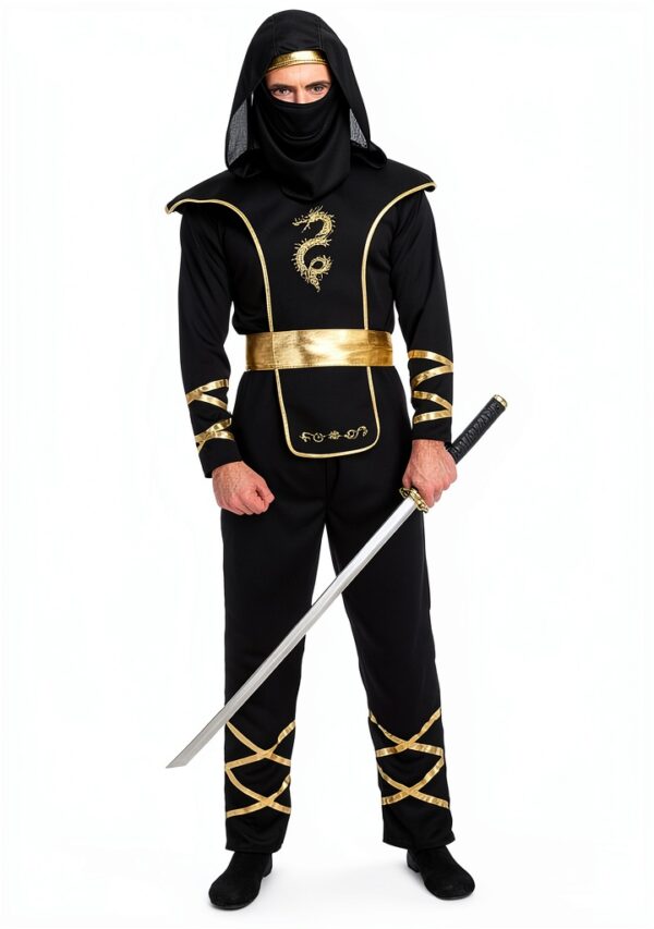 Costume Ninja My Other Me Uomo Tuta Armatura Dettagli Dorati