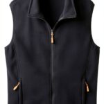 Gilet Primavera Autunno Uomo Stand Collare Polar Tinta Unita 3XL/4XL-0