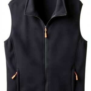 Gilet Primavera Autunno Uomo Stand Collare Polar Tinta Unita 3XL/4XL-0