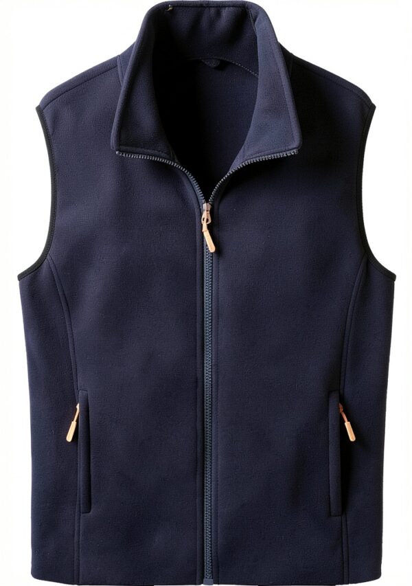 Gilet Primavera Autunno Uomo Stand Collare Polar Tinta Unita 3XL/4XL-0