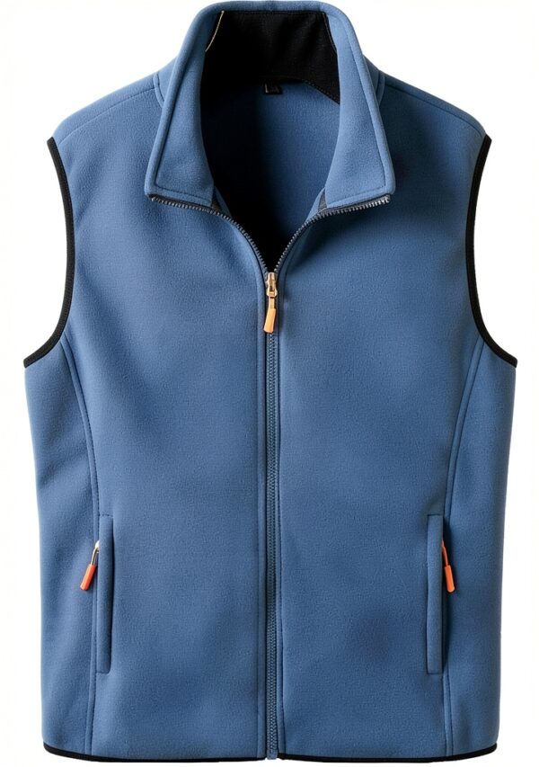 Gilet Primavera Autunno Uomo Stand Collare Polar Tinta Unita 3XL/4XL-2