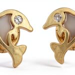 Pendenti oro 18k MAJ Orecchini Tulipán 7mm delfino diamanti 0.015ct-0