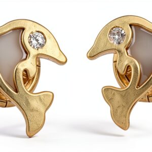 Pendenti oro 18k MAJ Orecchini Tulipán 7mm delfino diamanti 0.015ct-0