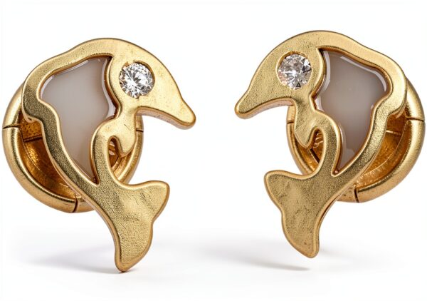 Pendenti oro 18k MAJ Orecchini Tulipán 7mm delfino diamanti 0.015ct-0