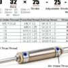 Cilindro Pneumatico LIANKUOD MAJ25 25mm X25 100 Stroke 50 25 Inox-5