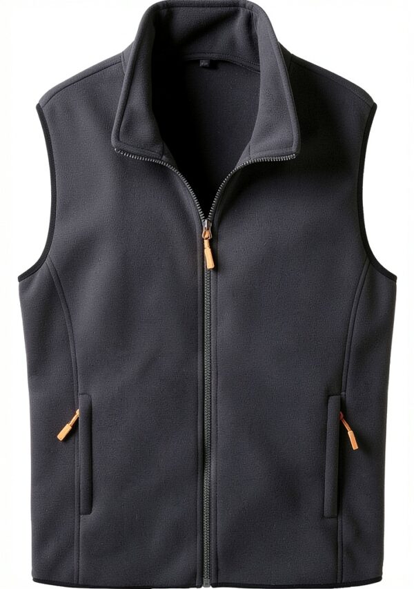 Gilet Primavera Autunno Uomo Stand Collare Polar Tinta Unita 3XL/4XL-0