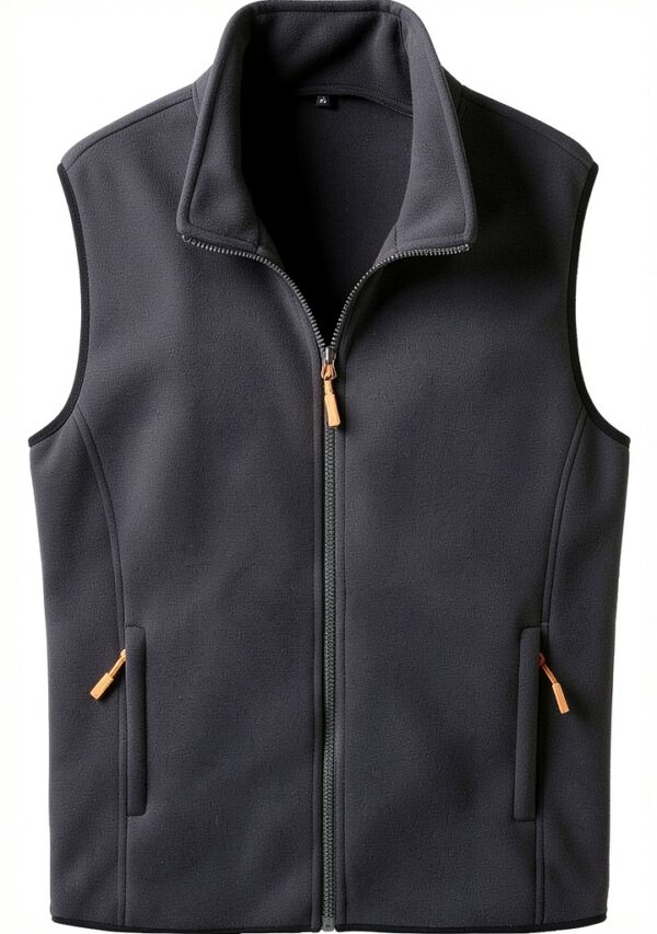 Gilet Primavera Autunno Uomo Stand Collare Polar Tinta Unita 3XL/4XL-3
