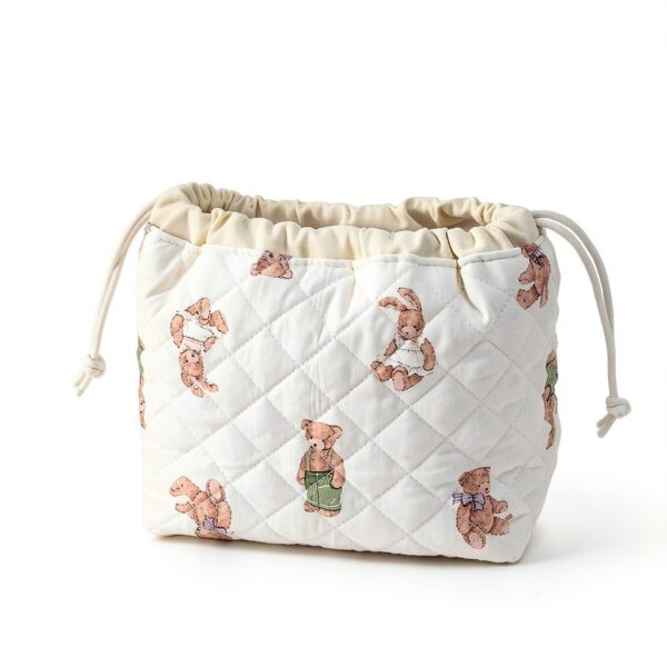Borsa cosmetica imbottita con coulisse e fodera in tela, bella borsa da toilette da viaggio per donna, multicolore, X-Large-4