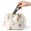 Borsa cosmetica imbottita con coulisse e fodera in tela, bella borsa da toilette da viaggio per donna, multicolore, X-Large-5