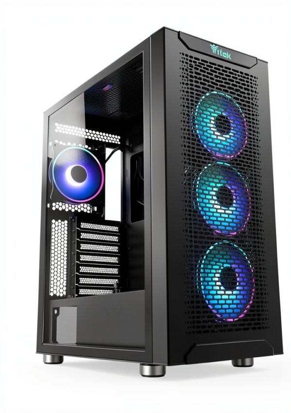 Itek Case Itek MAJES 40 - Gaming Mid Tower, 4x12cm ARGB fan, 2xUSB3, Tempered Glass Left Side Cover-7